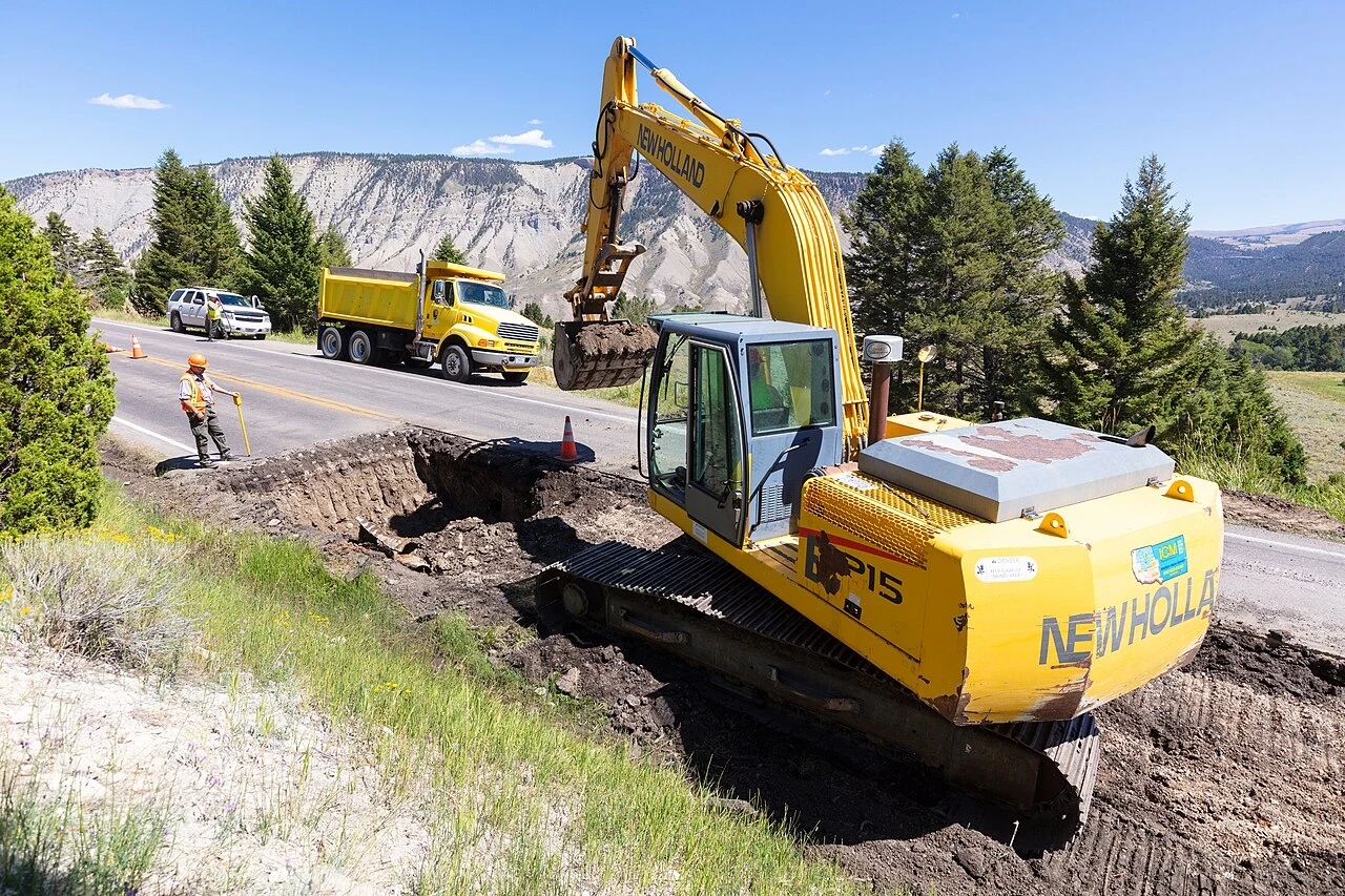 Excavation work at a water-main repair site